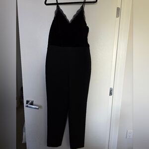 Michael Kors Black Lace-Trim Jumpsuit